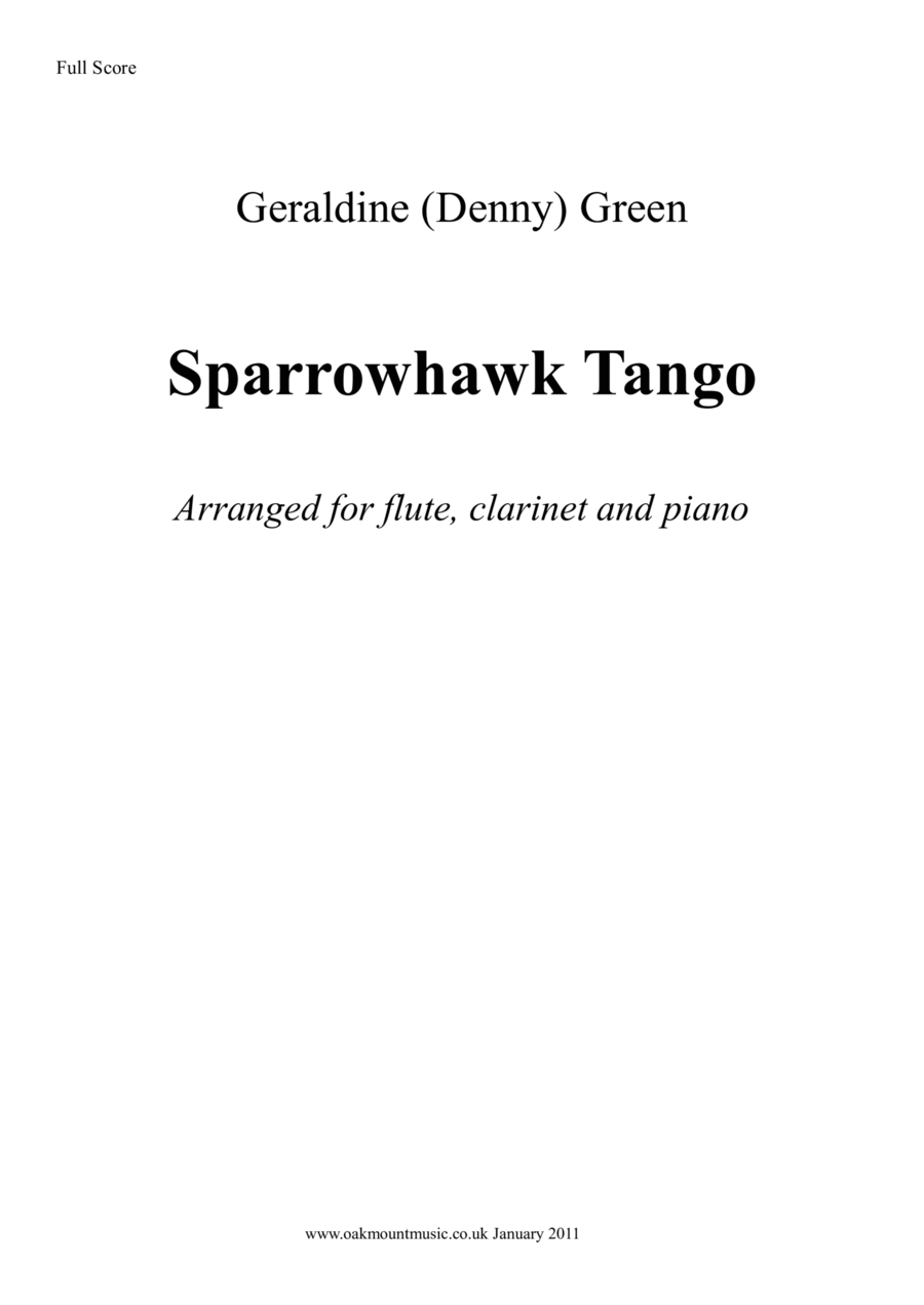 Sparrowhawk Tango. (Flute, Clarinet and Piano Arrangement) Woodwind Duet - Digital Sheet Music