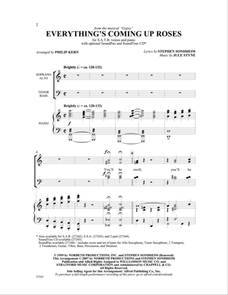 Everything's Coming Up Rose - Soundtrax CD (CD only) Choir scores gallery preview page 2