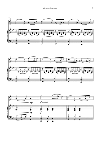 Greensleeves - for solo trumpet (Bb) and piano accompaniment (Easy) image number null