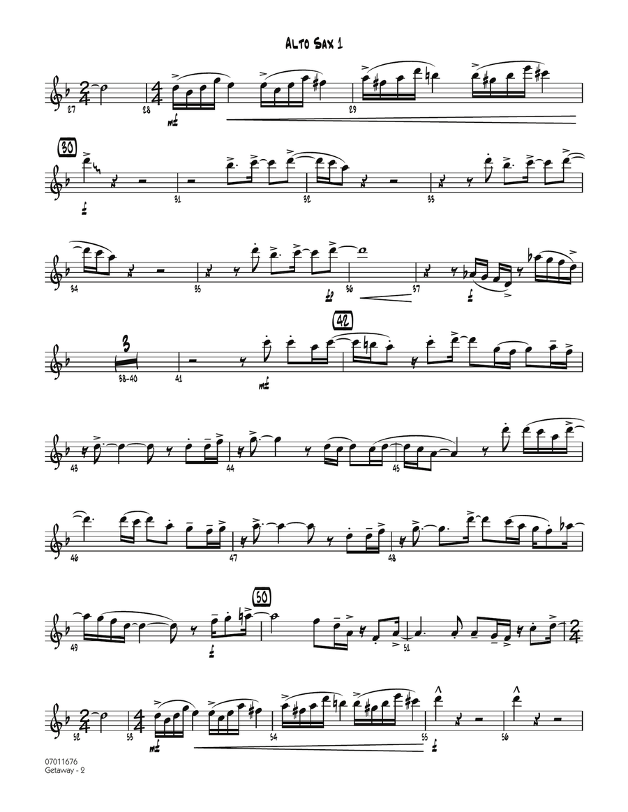 Getaway - Alto Sax 1 Alto Saxophone scores gallery preview page 2
