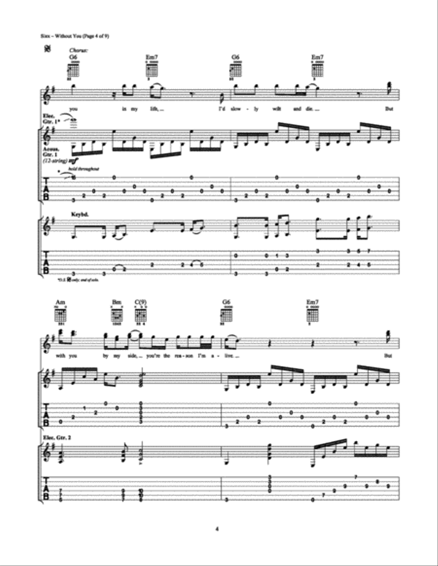 Without You Electric Guitar scores gallery preview page 4