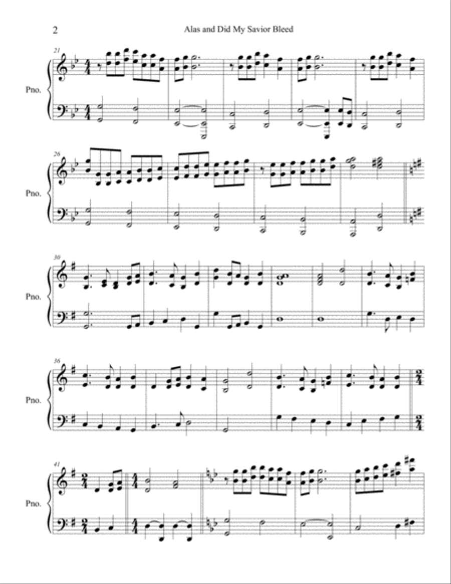 Alas and Did My Savior Bleed Piano Solo scores gallery preview page 2