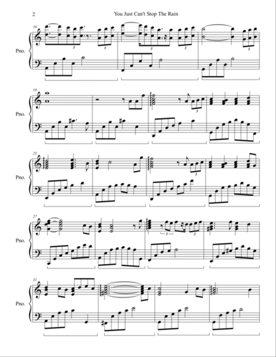 You Just Can't Stop The Rain Piano Solo scores gallery preview page 2