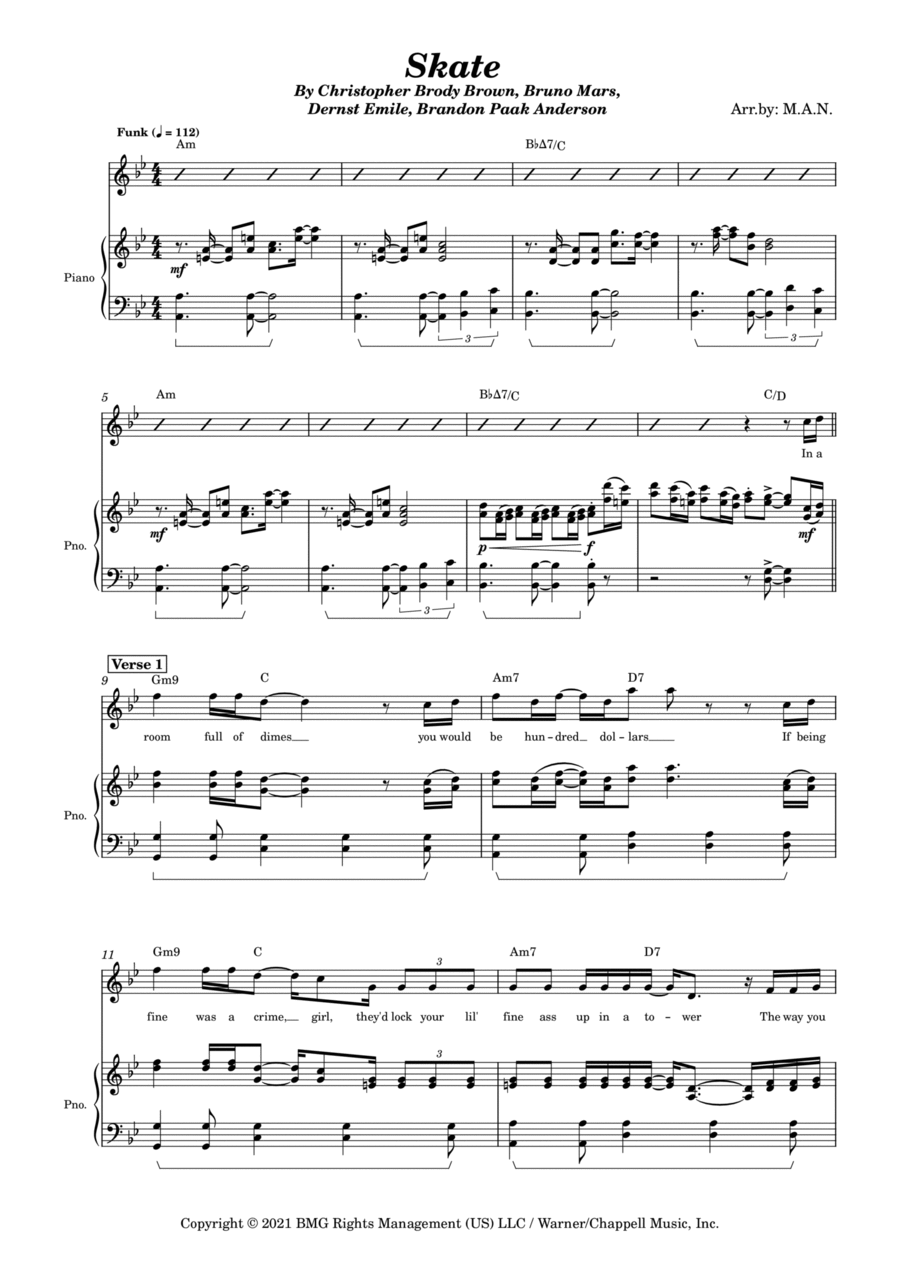 Skate Piano Solo scores gallery preview page 1