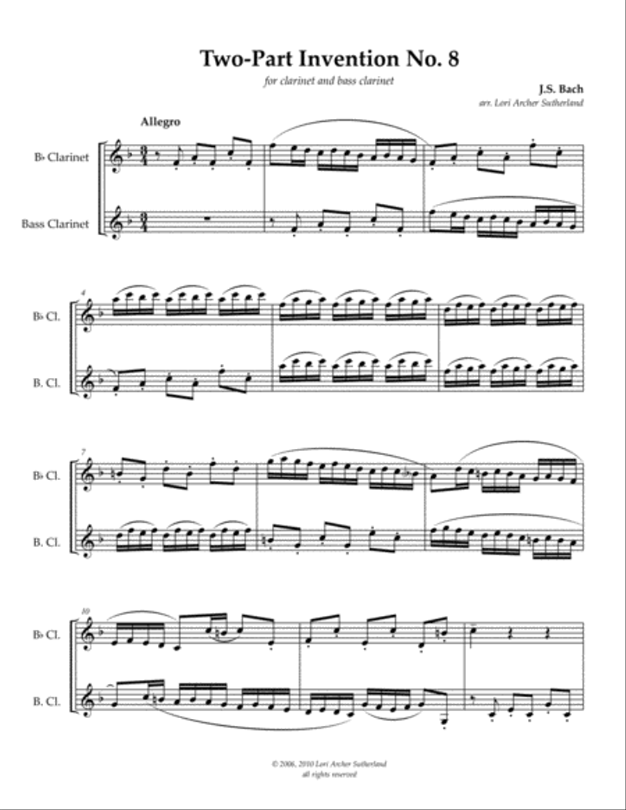 Four Bach Inventions Four Bach Inventions Clarinet Duet scores gallery preview page 2
