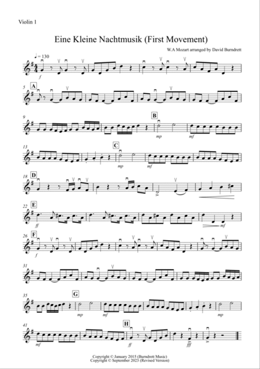 Eine Kleine Nachtmusik (1st movement) for String Quartet String Quartet scores gallery preview page 5