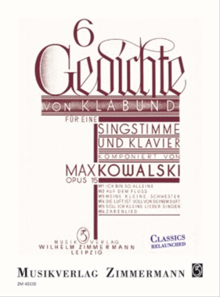 6 poems by Klabund Op. 15 Chamber Music scores gallery preview page 1