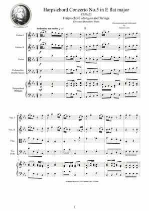 Book cover for Platti - Harpsichord Concerto No.5 in E flat major CSPla23 for Harpsichord and Strings