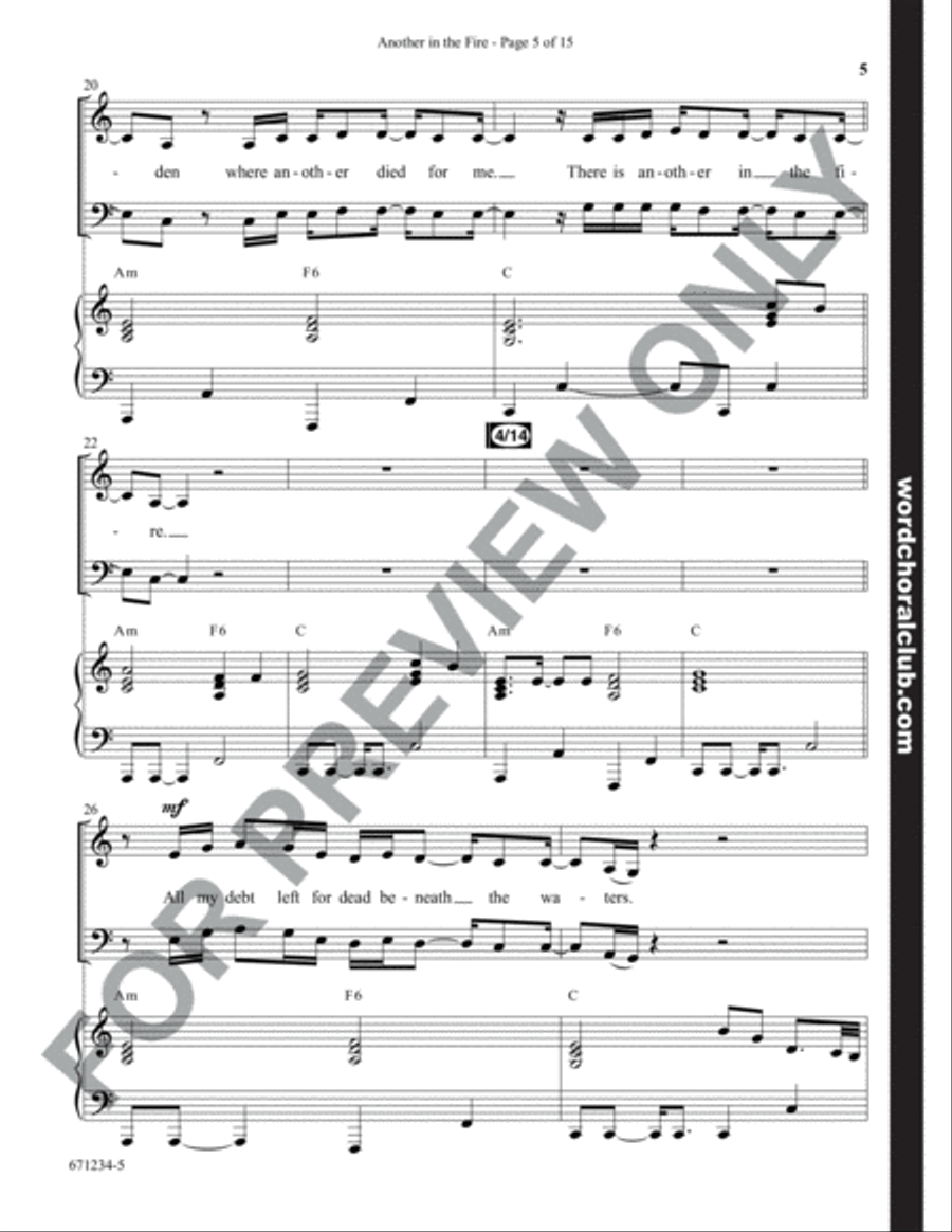 Another in the Fire - Anthem 4-Part scores gallery preview page 5