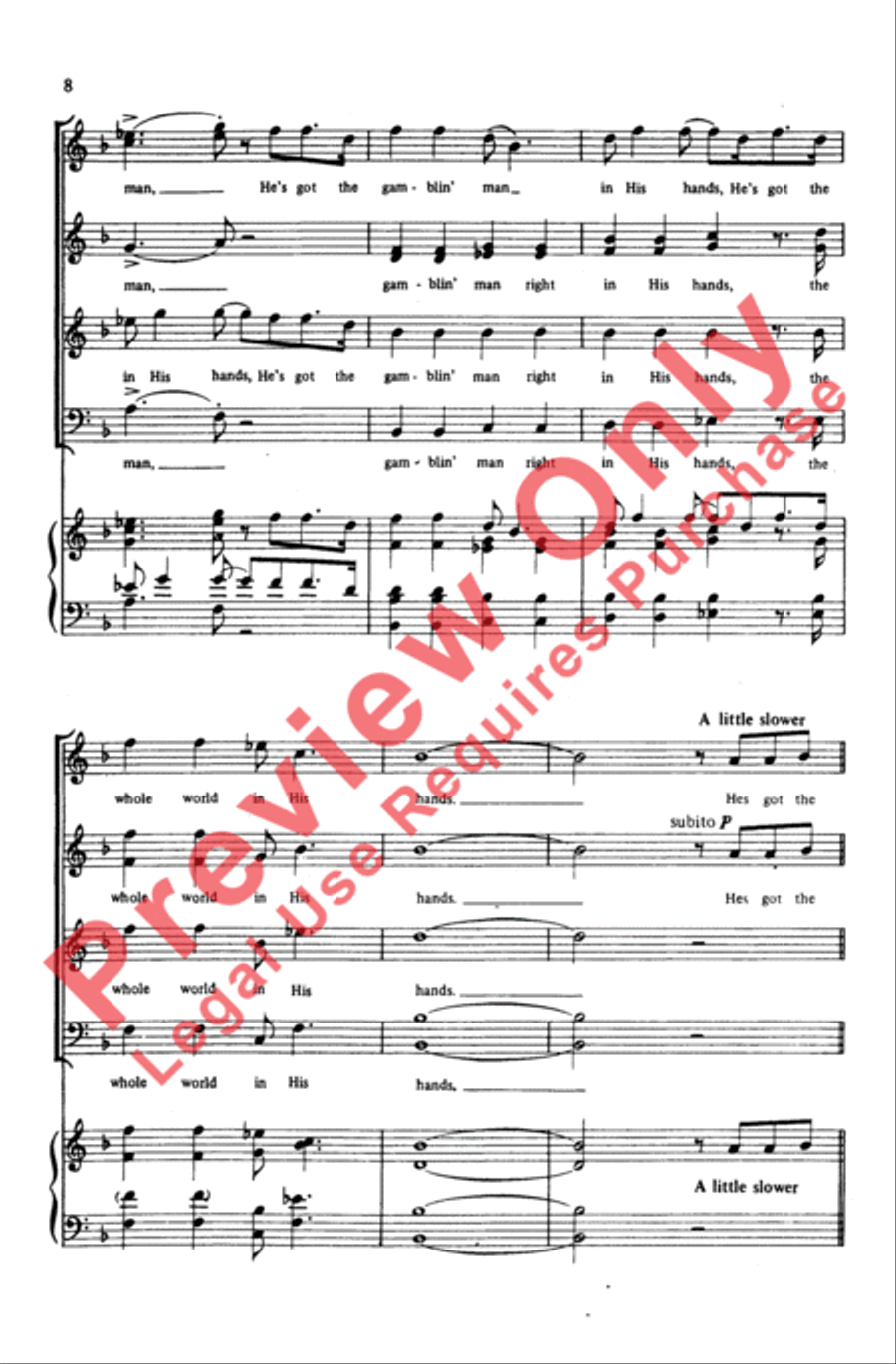 He's Got the Whole World in His Hands 4-Part scores gallery preview page 7