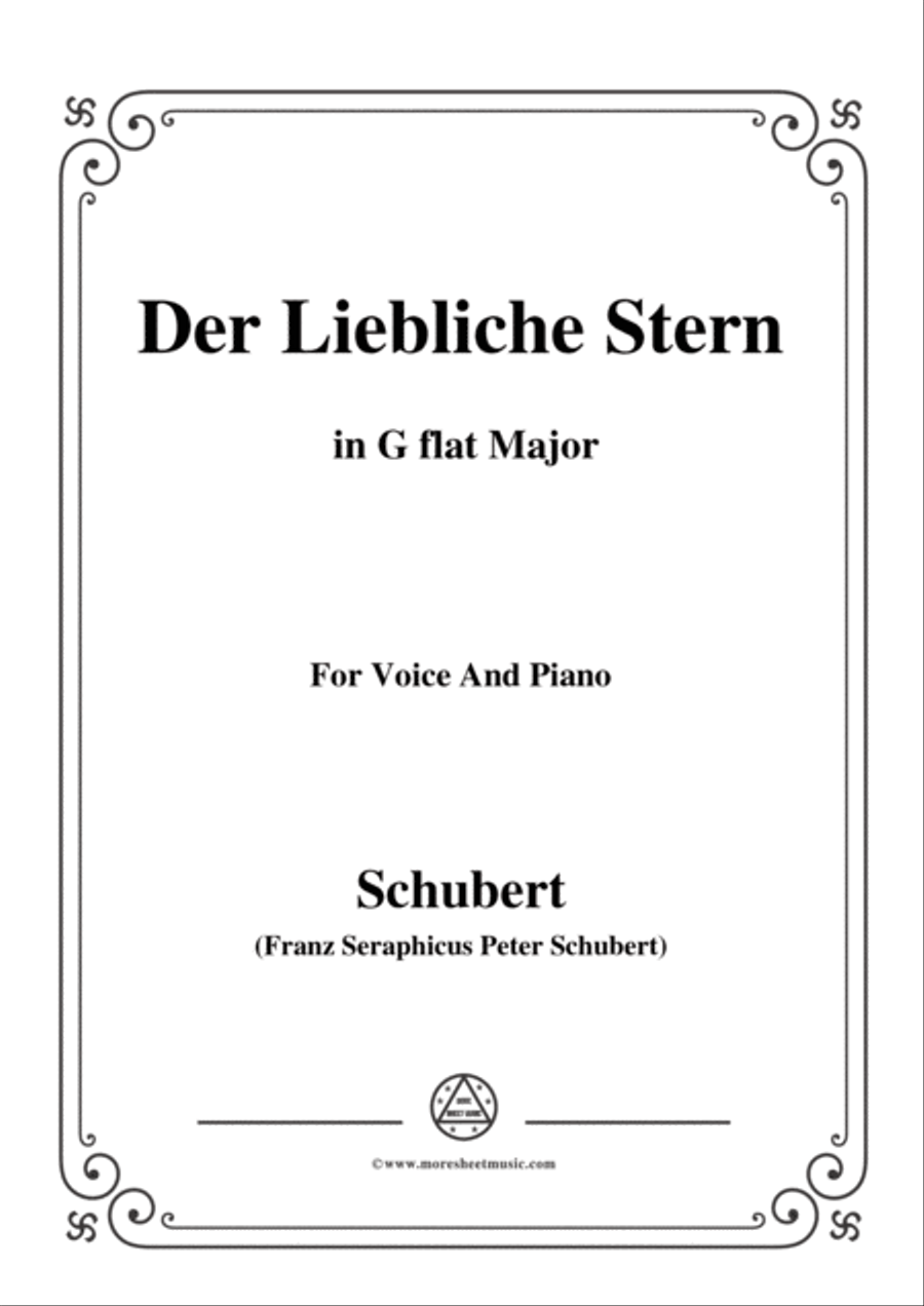Book cover for Schubert-Der Liebliche Stern,in G flat Major,for Voice&Piano