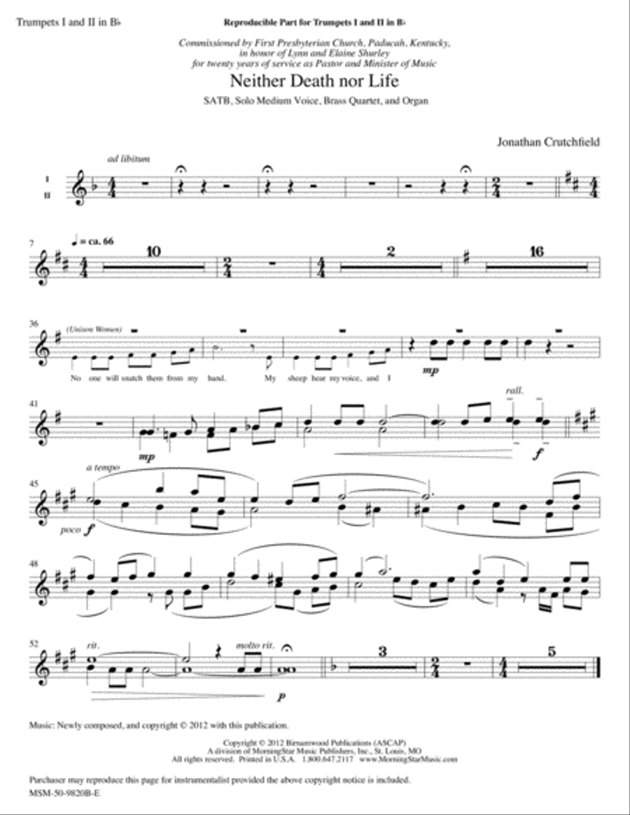 Neither Death nor Life Neither Death nor Life Choir scores gallery preview page 1