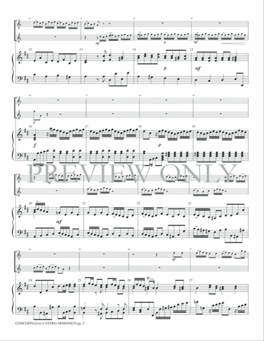 Concerto from L'Estro armonico, Op. 3, No. 9 Trumpet Duet scores gallery preview page 4