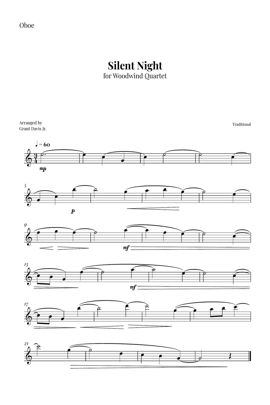 Silent Night Woodwind Quartet scores gallery preview page 6