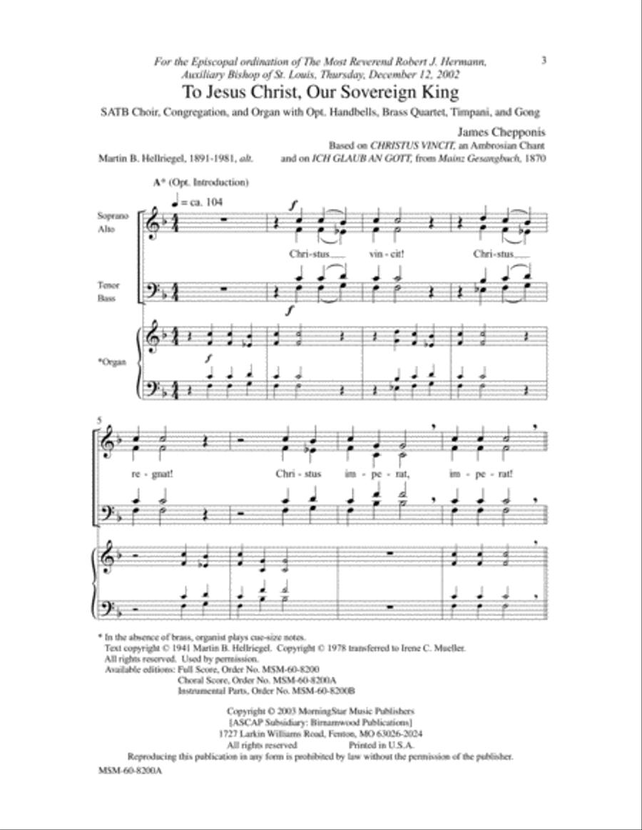 To Jesus Christ, Our Sovereign King (Choral Score)