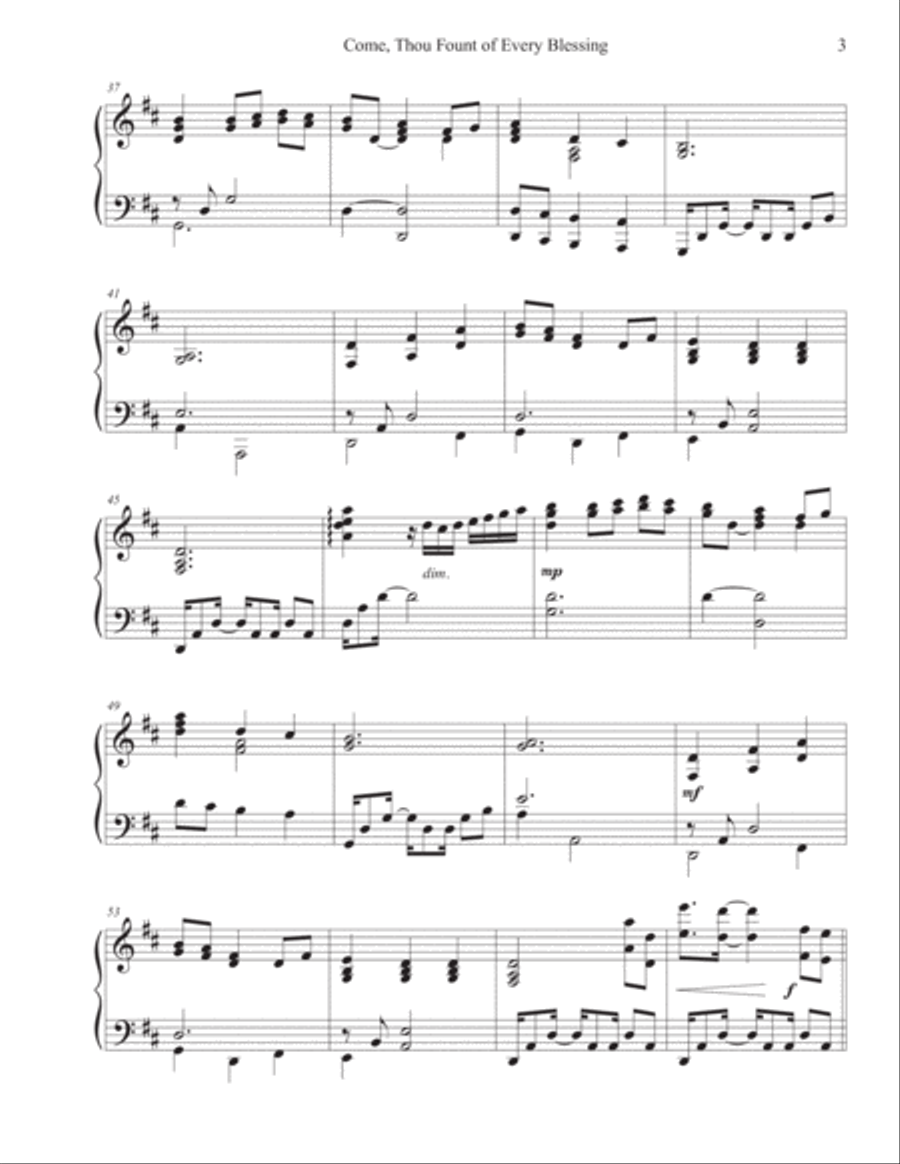 Come, Thou Fount of Every Blessing (Solo Piano) Piano Solo scores gallery preview page 3