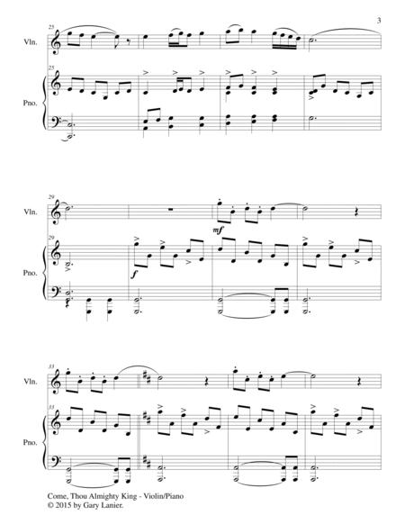 COME, THOU ALMIGHTY KING (Duet – Violin and Piano/Score and Parts) image number null