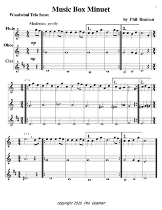 Music Box Minuet-Flute-Oboe-Clarinet trio