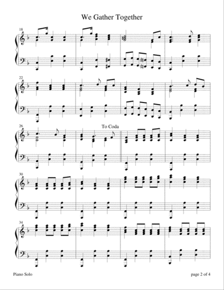 The Four Seasons Hymn Medleys: We Gather Together Piano Solo scores gallery preview page 2