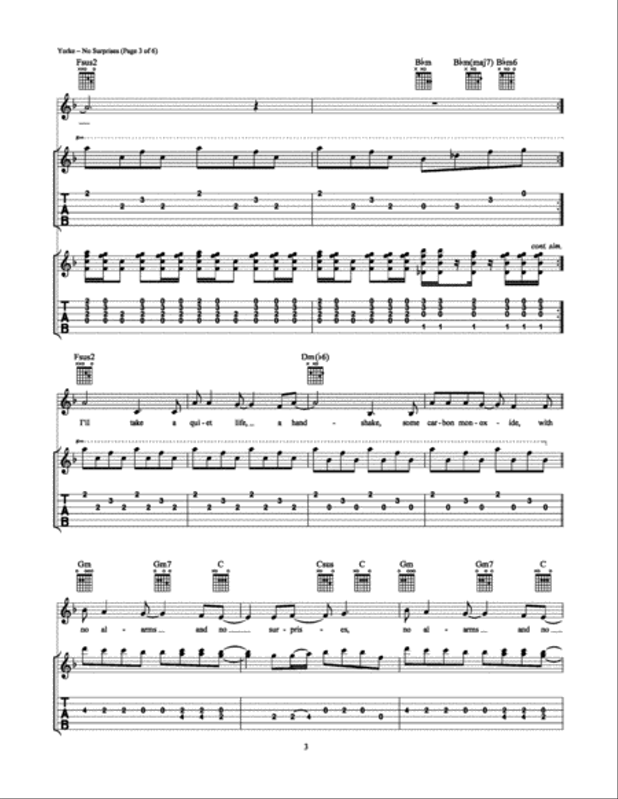 No Surprises Electric Guitar scores gallery preview page 3