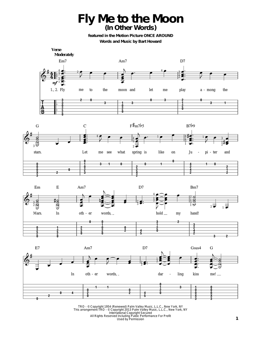 Fly Me To The Moon (In Other Words) Electric Guitar scores gallery preview page 1