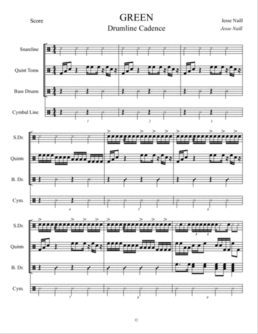 GREEN Marching Band scores gallery preview page 1