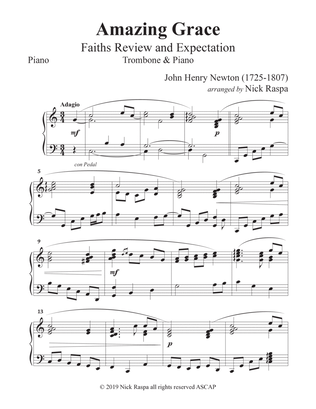 Book cover for Amazing Grace (Trombone & Piano) Piano part