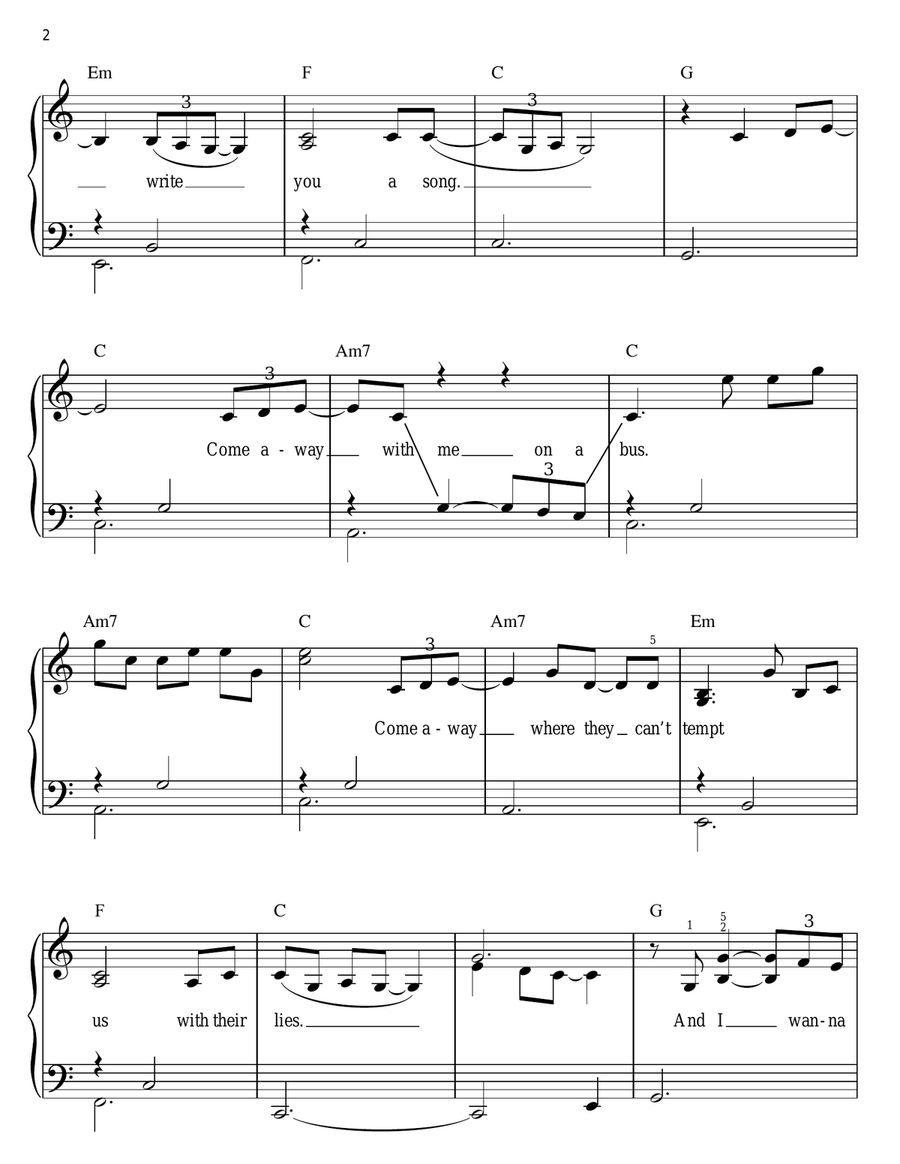 Come Away With Me Easy Piano scores gallery preview page 2