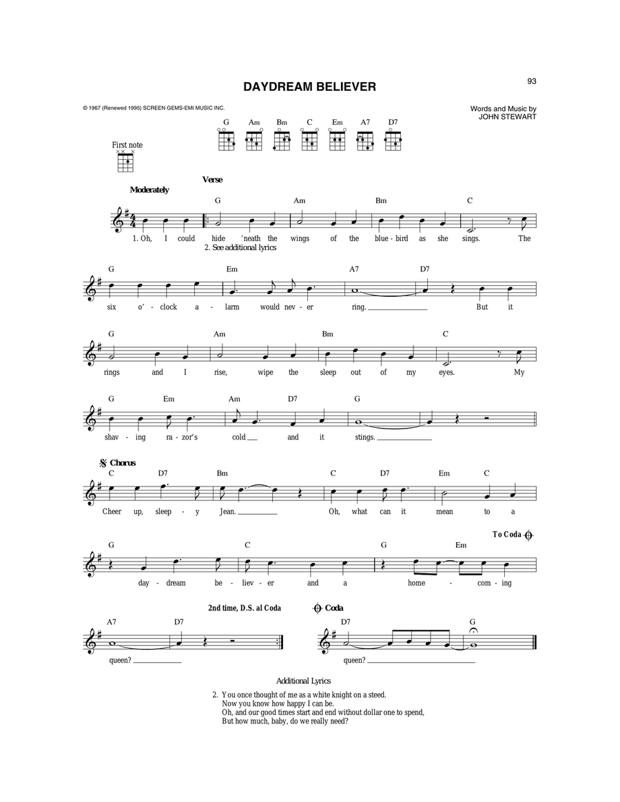 Daydream Believer Mandolin scores gallery preview page 1