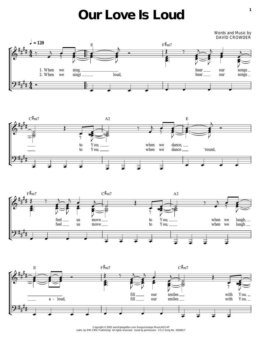 Our Love Is Loud Piano, Vocal, Guitar scores gallery preview page 1