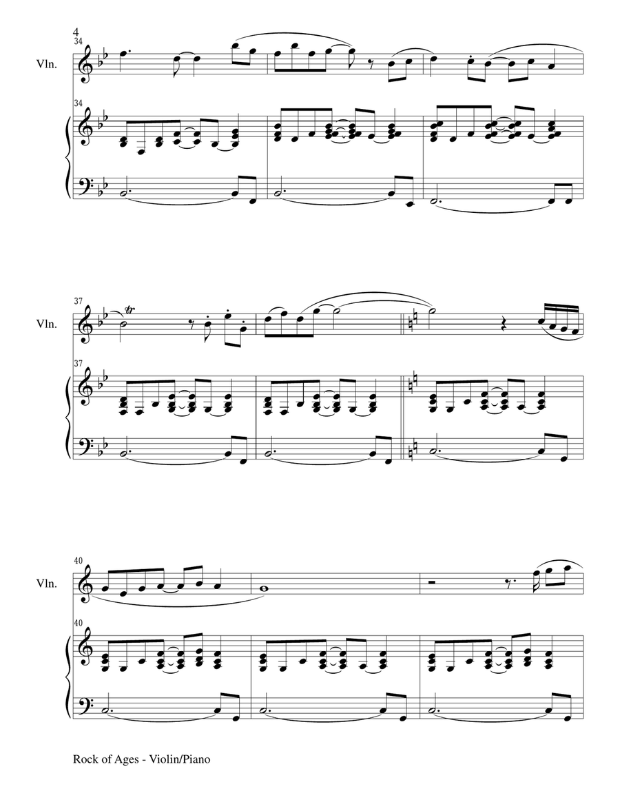 ROCK OF AGES (Violin/Piano and Violin Part) Violin Solo scores gallery preview page 4