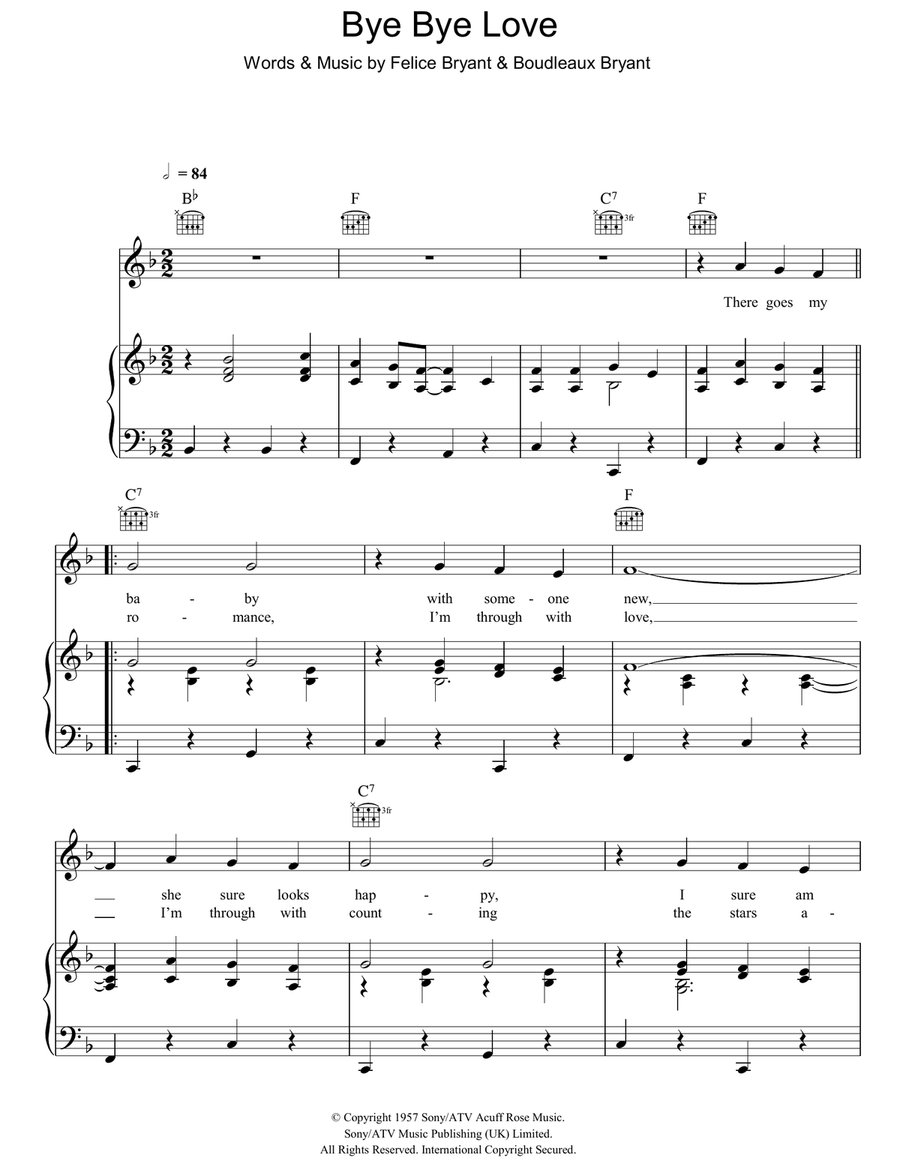 Bye Bye Love Acoustic Guitar scores gallery preview page 1