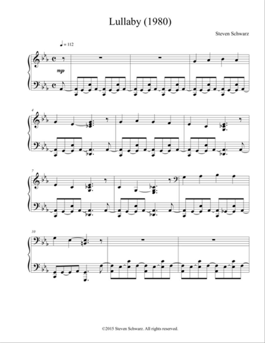 Lullaby (1980) Lullaby (1980) Piano Solo scores gallery preview page 1
