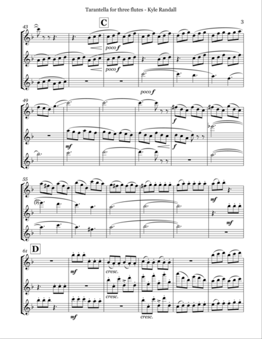 Tarantella for three flutes Flute Trio scores gallery preview page 5