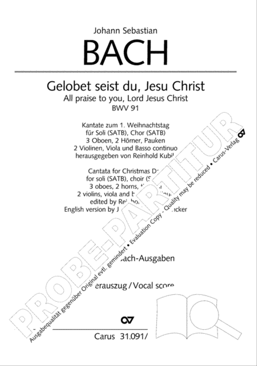 All praise to you, Lord Jesus Christ (Gelobet seist du, Jesu Christ) 4-Part scores gallery preview page 2