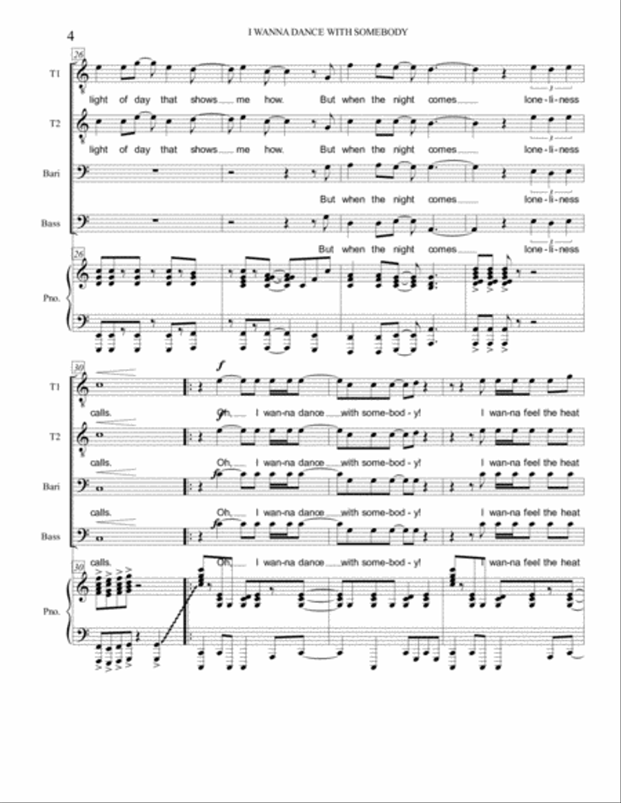 I Wanna Dance With Somebody TTBB scores gallery preview page 4