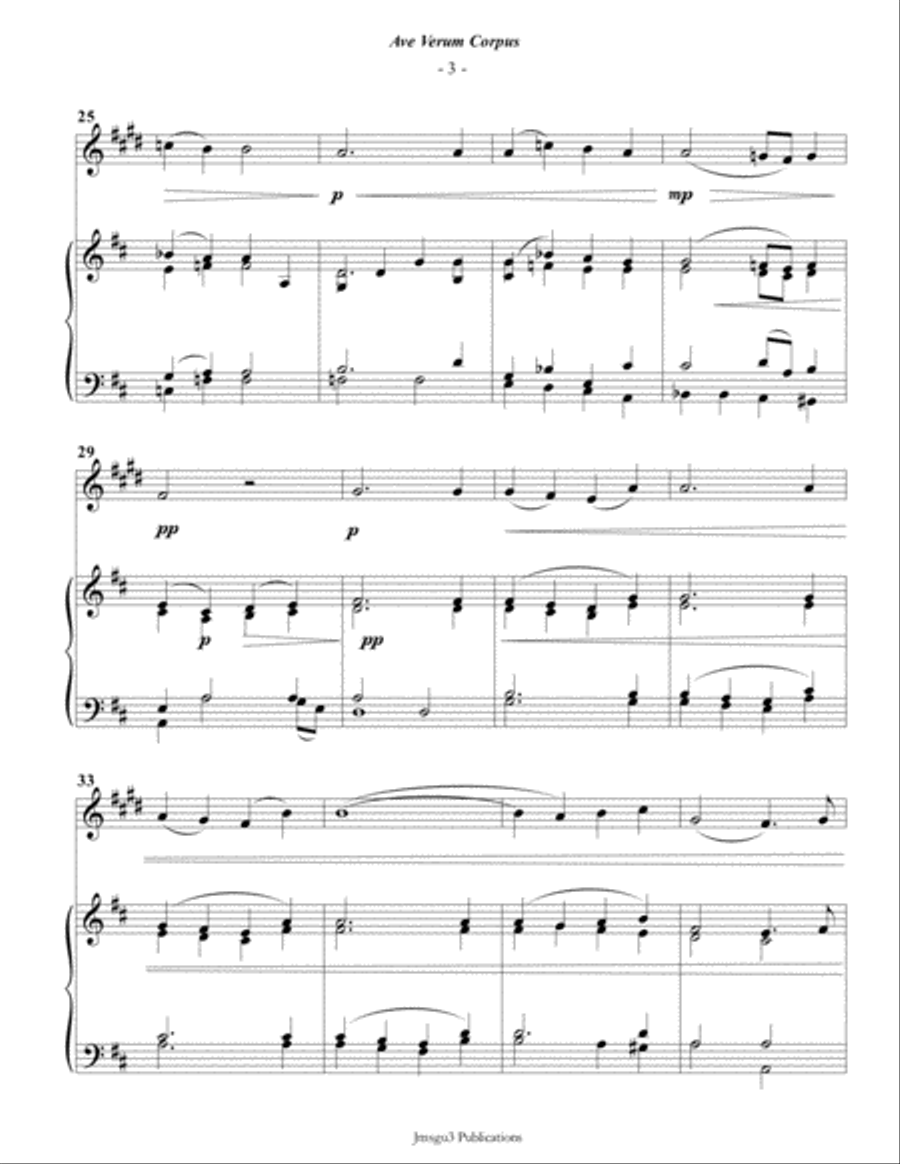 Mozart: Ave Verum Corpus for Soprano Sax & Piano Soprano Saxophone scores gallery preview page 3