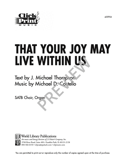 That Your Joy May Live within Us
