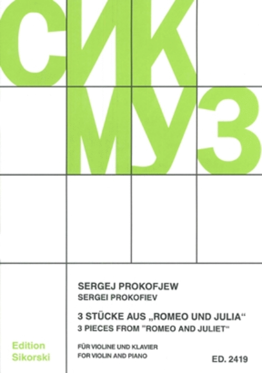 Sergei Prokofiev – 3 Pieces from Romeo and Juliet Violin Solo scores gallery preview page 1