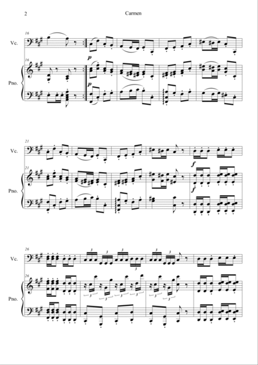Carmen No.1 Prelude Piano scores gallery preview page 2
