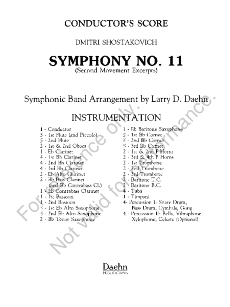Symphony No. 11, Mvt. 2 Excerpts Concert Band scores gallery preview page 2