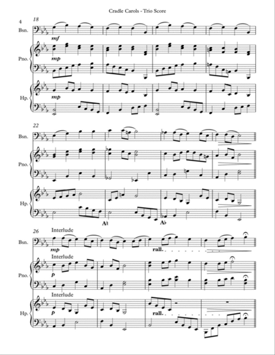 Cradle Carols, Trio for Bassoon, Pedal Harp and Piano image number null