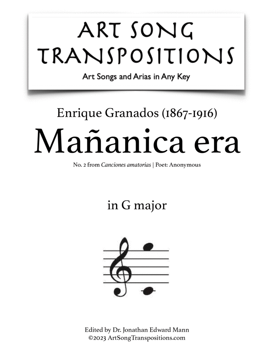 GRANADOS: Mañanica era (transposed to G major) Voice scores gallery preview page 1