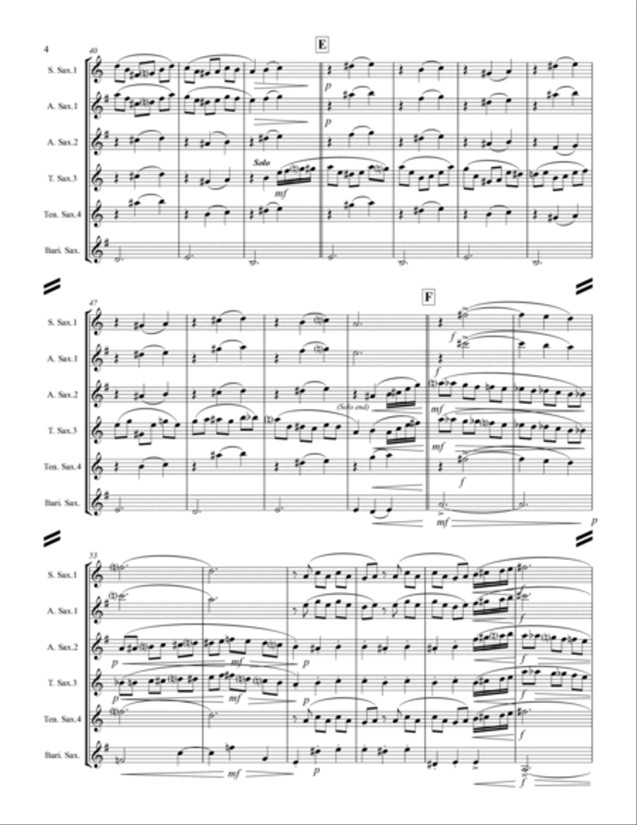 Smoke On The Water Saxophone Quintet scores gallery preview page 5