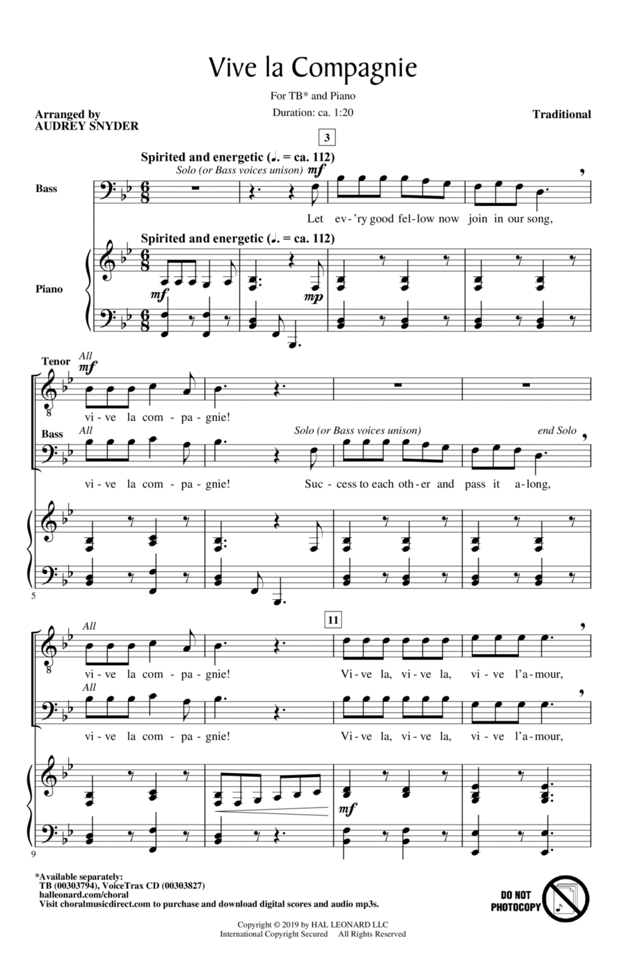 Vive La Compagnie (arr. Audrey Snyder) TB scores gallery preview page 1