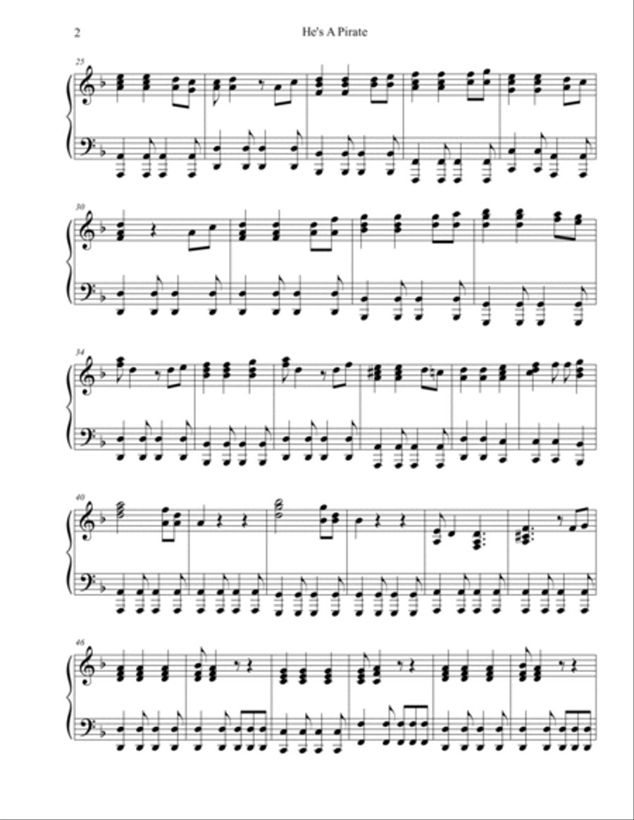He's A Pirate Piano Solo scores gallery preview page 2