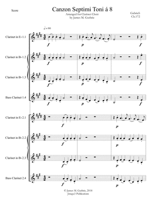 Book cover for Gabrieli: Canzon Septimi Toni Ch. 172 for Clarinet Choir