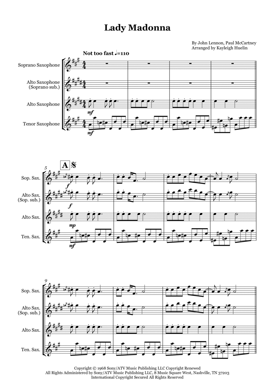 Lady Madonna Woodwind Trio scores gallery preview page 1