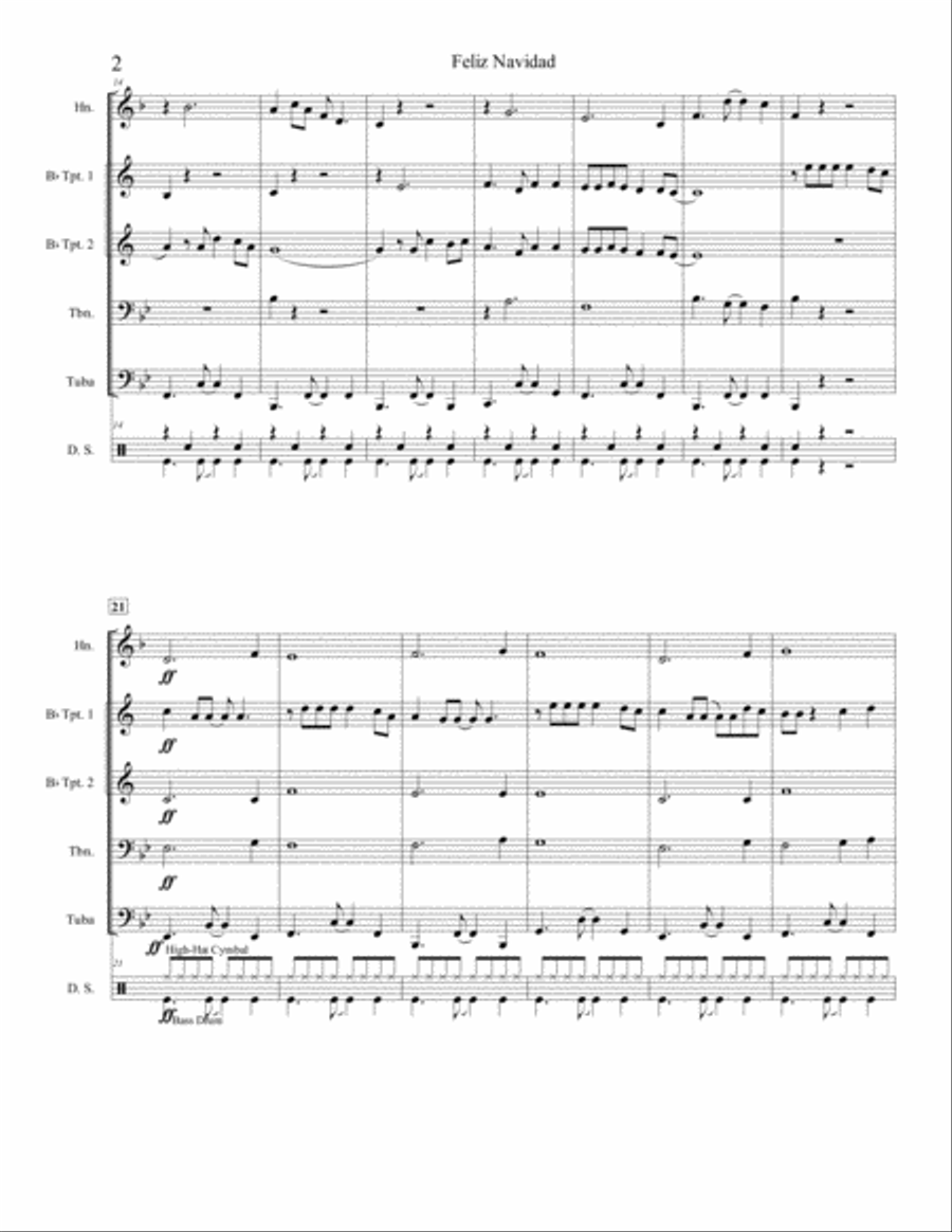 Feliz Navidad Brass Ensemble scores gallery preview page 3
