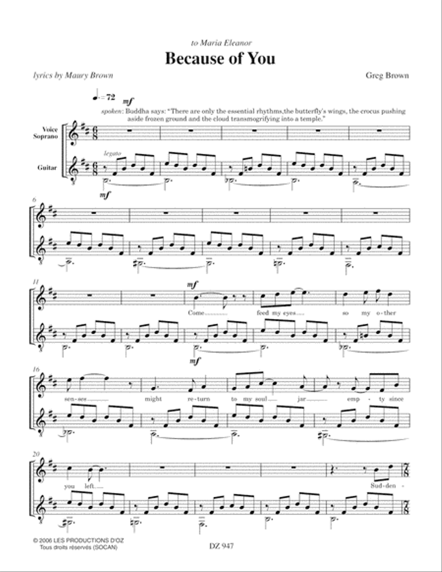 Because of You Classical Guitar scores gallery preview page 2